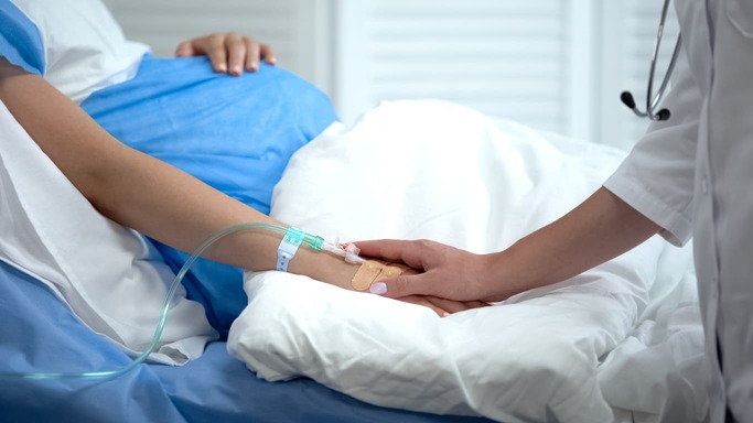 woman in hospital bed