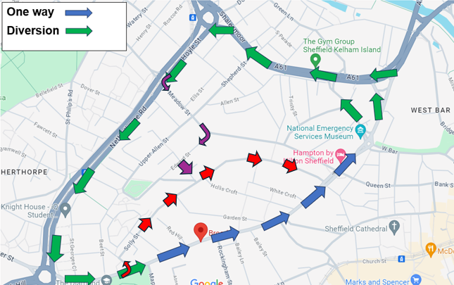 Temporary roadworks around Wake Smith offices. 