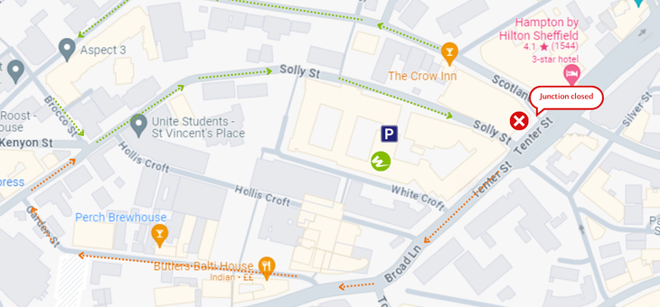 Temporary roadworks around Wake Smith offices